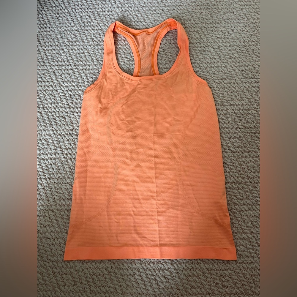 Lululemon Athletica Orange Fitted Sleeveless Tank Top